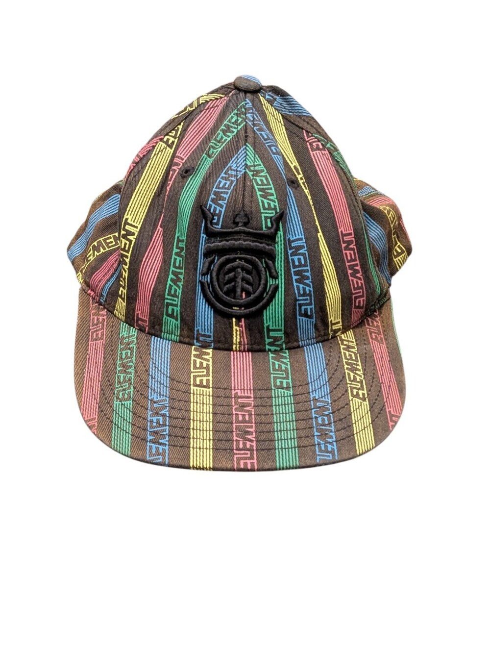 Element Colors Flexfit S/M Hat Brown Multicolor Logo Print Skate Cap